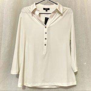 White silver button blouse